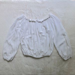 Brandy Melville White Off-the-Shoulder Crop Top